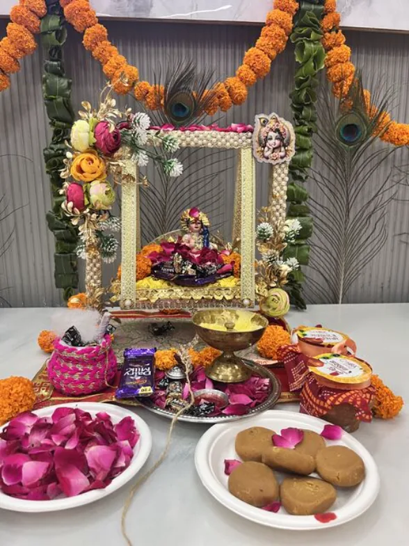 Janmashtami decorations at the Vensysco office